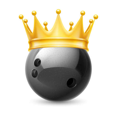 Golden crown on the ball for bowling isolated on whiteのイラスト素材