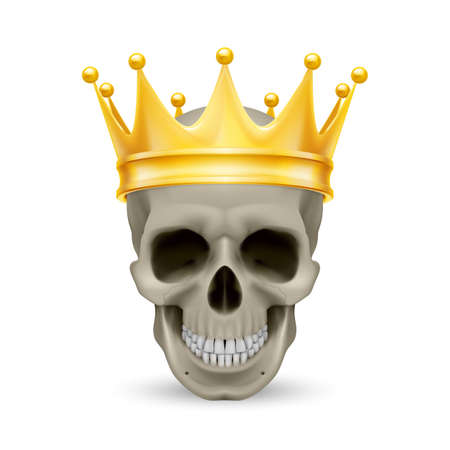 Golden crown on the skull, isolated on whiteのイラスト素材