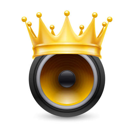 Gold crown on a musical dynamics isolated on white backgroundのイラスト素材
