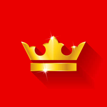 Gold crow flat style isolated on red backgroundのイラスト素材
