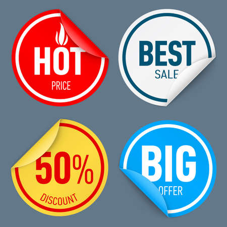 Set of round paper color sticker isolated on white backgroundのイラスト素材