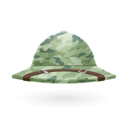 Cork camouflage hat isolated on a white backgroundのイラスト素材