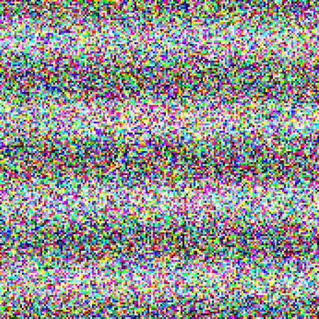 Grey noise on the TV screen. dark and color pixels and striped