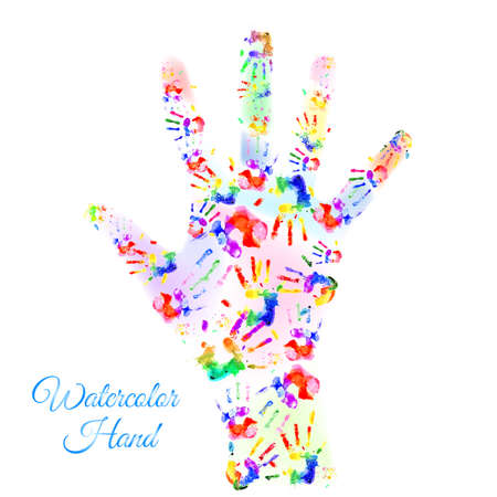Watercolor hand with pattern isolated on whiteのイラスト素材