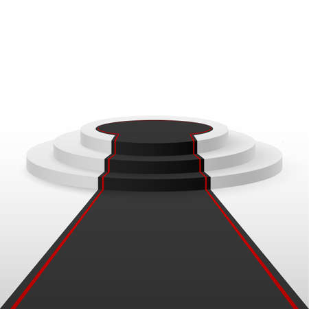 White podium black carpet with red linesのイラスト素材