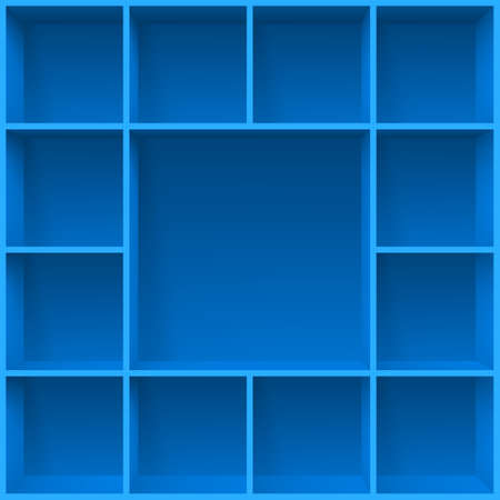 Blue bookshelves. Illustration for creative design templateのイラスト素材