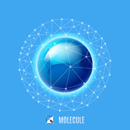 Molecular structure. Abstract illustration on blue backgroundのイラスト素材