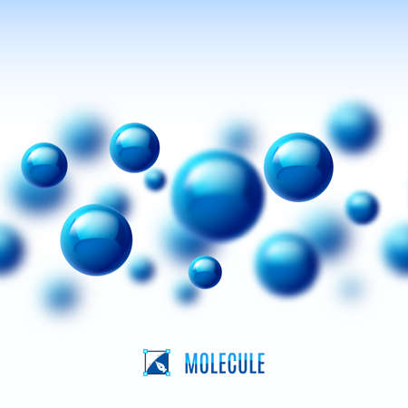 Blue molecular structure. Abstract background with blur effectのイラスト素材