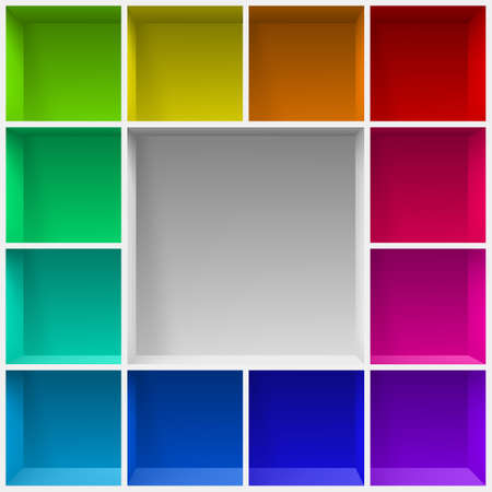 Colored bookshelves. Illustration for creative design templateのイラスト素材