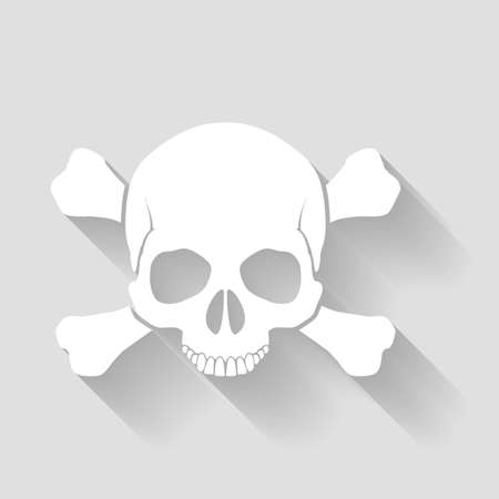 White skull and cross-bones with shadows on grayのイラスト素材