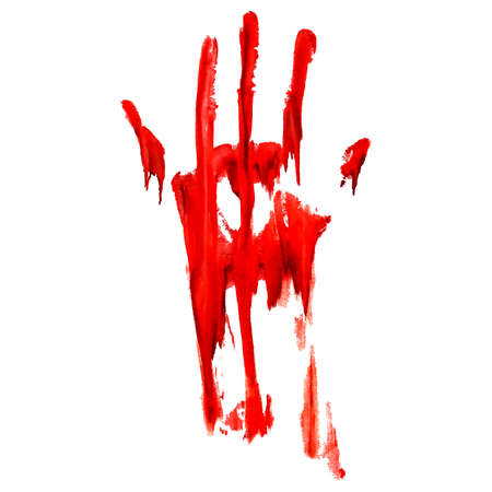 Red bloody hand print on  white backgroundのイラスト素材