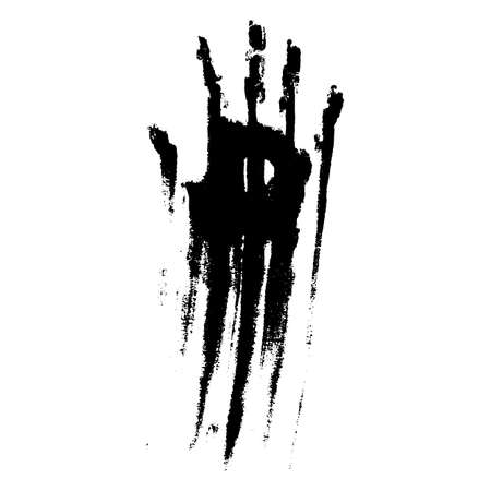 Black smeared handprint on  white backgroundのイラスト素材