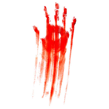 Red bloody hand print on a white backgroundのイラスト素材