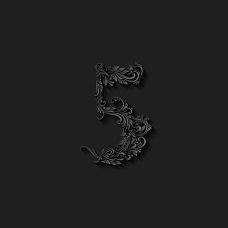Richly decorated five digit on black backgroundのイラスト素材