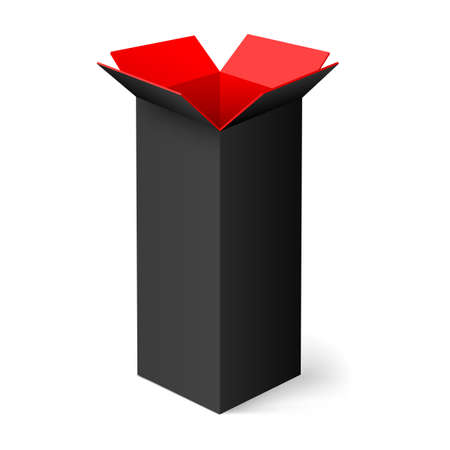 Black opened rectangular box with red color insideのイラスト素材