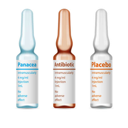 Set of medical ampoules antibiotics, placebo and panaceaのイラスト素材