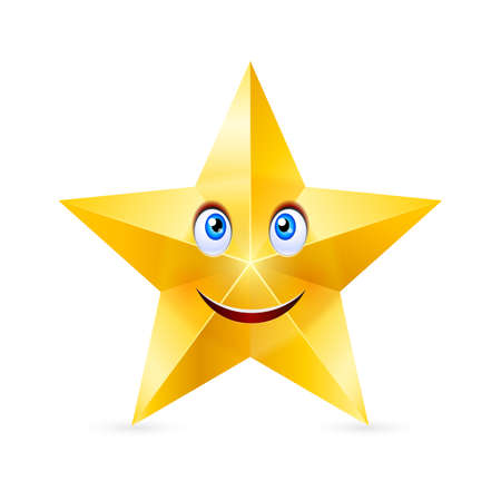 Cartoon smiling star with blue eyes on white backgroundのイラスト素材