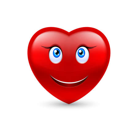 Cartoon Smiling Female Heart on white backgroundのイラスト素材