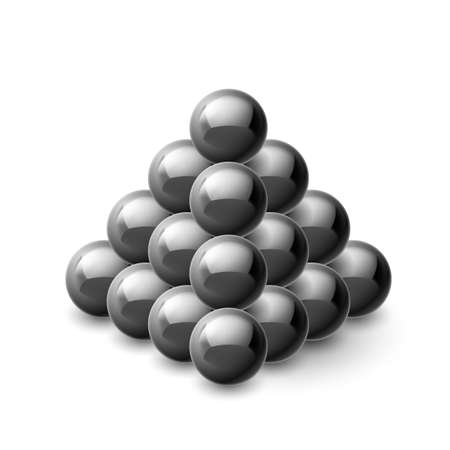 Pyramid of magnetic black balls isolated whiteのイラスト素材