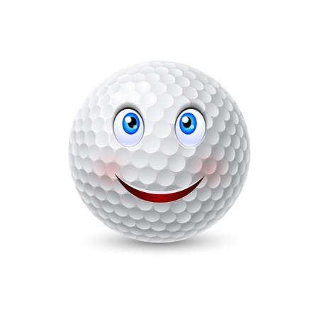 Happy smiling white golf ball cartoon characterのイラスト素材