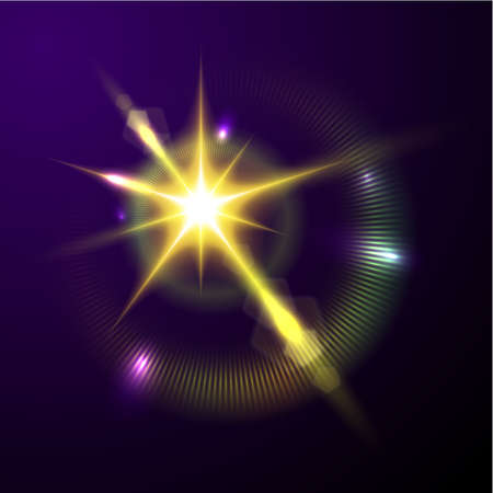 Star yellow bokeh bright isolated in darkのイラスト素材