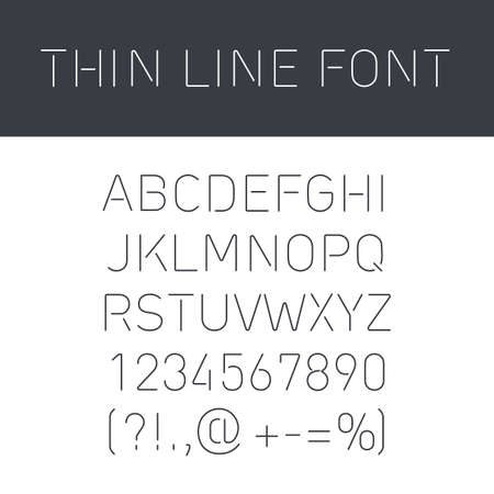 Font Thin Lines with Isolated  on White  Backgroundのイラスト素材