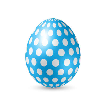 Blue Egg with White Dots - Standing Vertically on Whiteのイラスト素材
