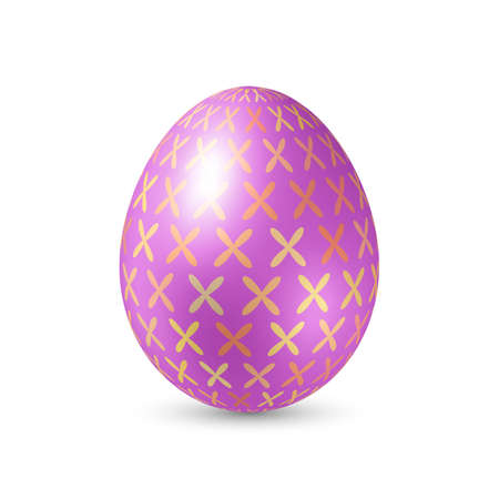 Pink Egg with Abstract Pattern, Standing Vertically on White Backgroundのイラスト素材