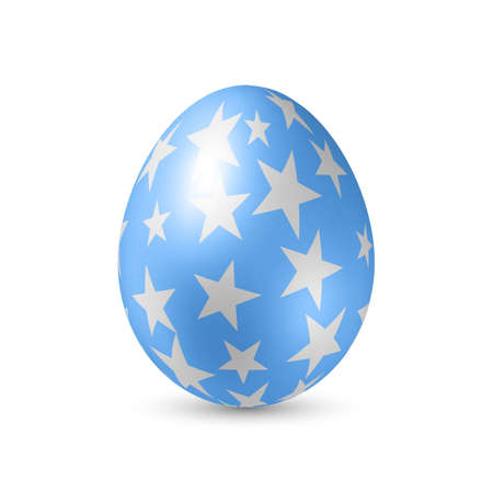 Blue Egg with White Stars - Standing Vertically on White Backgroundのイラスト素材