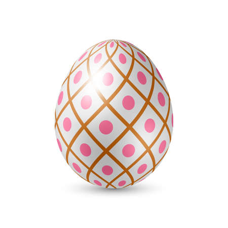 Easter Egg with Abstract Tiles Texture, Standing Vertically on Whiteのイラスト素材