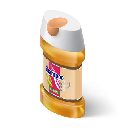 Shampoo Isometric Yellow Icon on White Background for Designのイラスト素材
