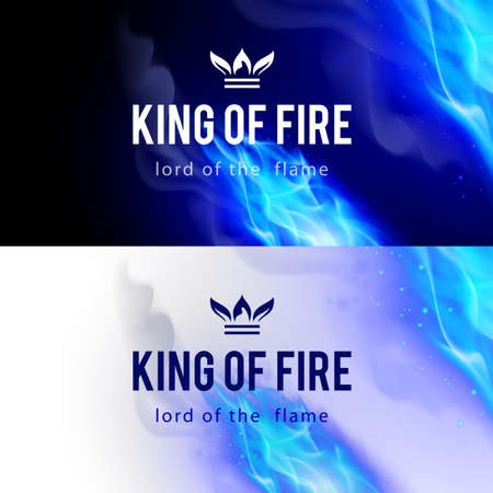 Realistic Blue Fire Flames Effect on Black and White Backgroundsのイラスト素材