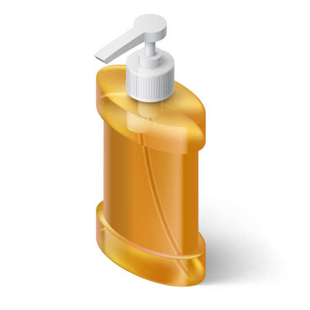 Yellow Liquid Soap Dispenser in Isometric Styleのイラスト素材