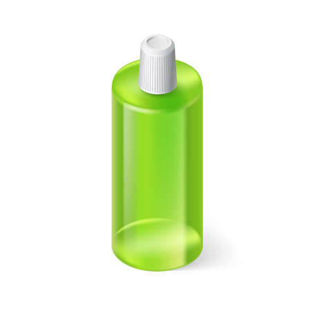 Single Green Bottle of Shampoo on Whiteのイラスト素材