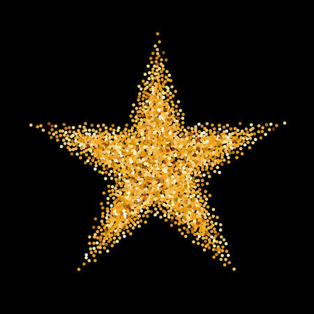 Gold Glitter Icon of Star Isolated on Black Backgroundのイラスト素材