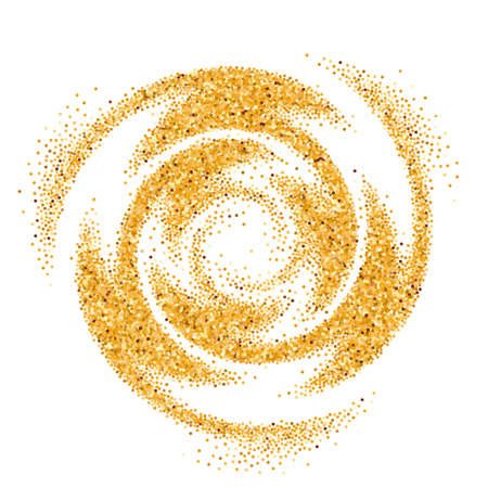 Abstract Illustration of Gold Glittering Swirl on Whiteのイラスト素材