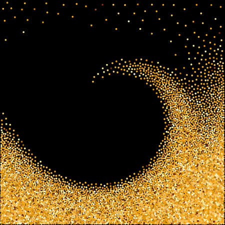 Illustration of Gold Glittering Sparkles Wave on Blackのイラスト素材