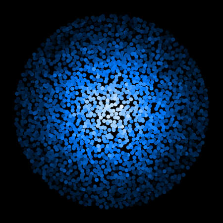 Glitter Round with Dark Blue Dots Isolated on Black Backgroundのイラスト素材