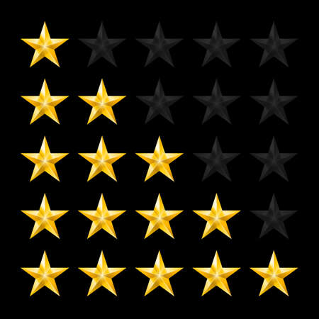 Simple Stars Rating. Gold Shapes on Blackのイラスト素材