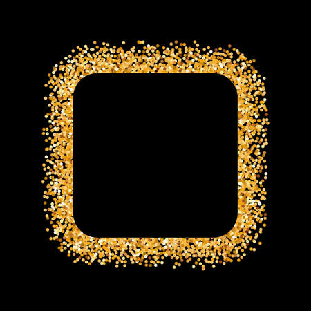 Golden Glitter Frame in the Form of Square on Black Backgroundのイラスト素材