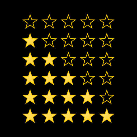 Simple Stars Rating. Yellow Shapes on Black