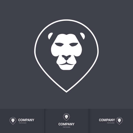 Lion Head for Heraldic or Mascot Design. Logo Template on Dark Backgroundのイラスト素材