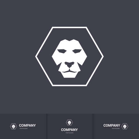 Lion Head for Heraldic or Mascot Design. Template on Dark Backgroundのイラスト素材