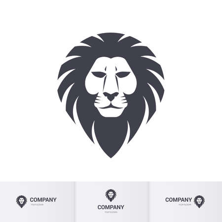 Lion Head for Heraldic or Mascot Design. Illustration on White Backgroundのイラスト素材