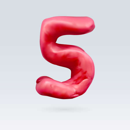 Number Five Red Color Isolated on Backgroundのイラスト素材