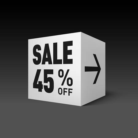 Cube Banner Template for Holiday Sale Event. Forty-five Percent off Discountのイラスト素材