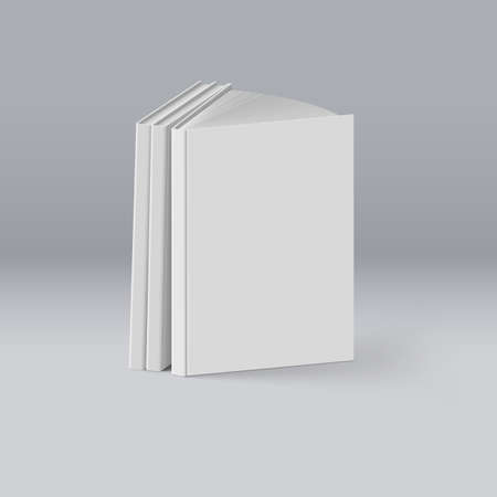 Stack of White Books on Deep Background. Mockup Templateのイラスト素材