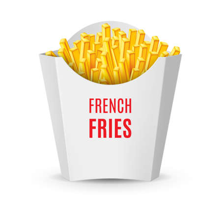 Big White Pack with French Fries. Illustration of Fast Food Icon for Designのイラスト素材