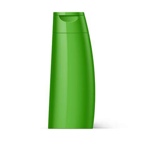 Green Plastic Bottle of Shampoo Packaging Isolated over White Backgroundのイラスト素材