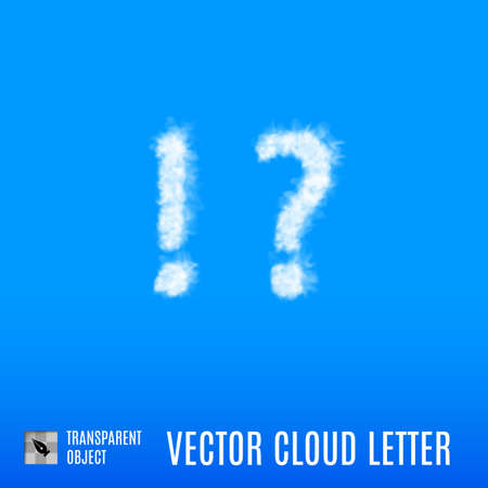 Clouds in Shape of the Exclamation and Question Marks on Blue Backgroundのイラスト素材